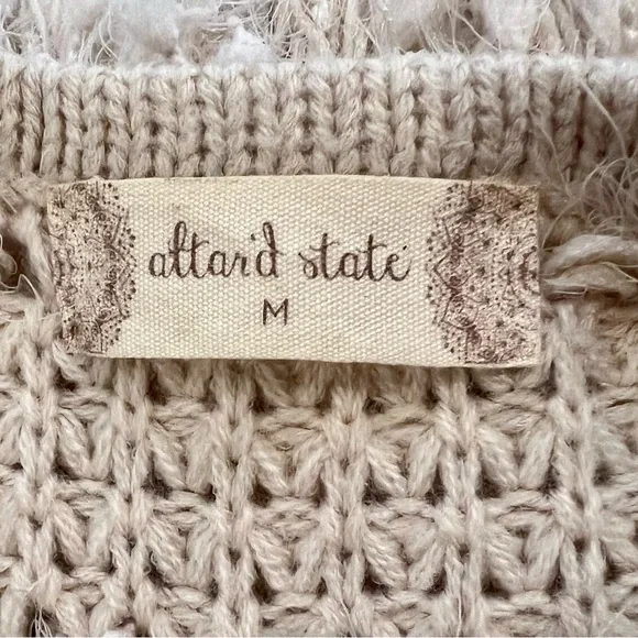 Altar’d State 70’s Style Yarn Vest Boho Cowgirl Shaggy Beige Cream Medium - Picture 13 of 13